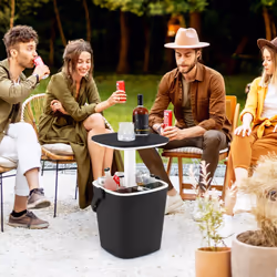 Portable Cooler Side Table w/ Handle Lift Top Lid & Bottle Opener