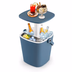 Portable Cooler Side Table with Handle Lift Top Lid & Bottle Opener