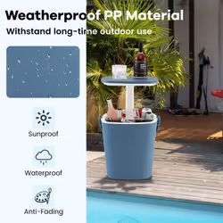 Portable Cooler Side Table with Handle Lift Top Lid & Bottle Opener