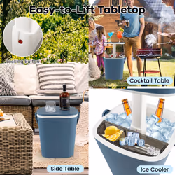 Portable Cooler Side Table with Handle Lift Top Lid & Bottle Opener