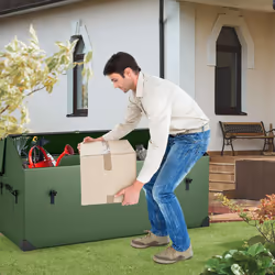 Waterproof Outdoor Storage Box Tarpaulin Deck Box w/ Ventilated Window
