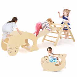 7-in-1 Indoor Climbing Toys for Toddlers Foldable w/ Reversible Ramp