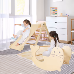 7-in-1 Indoor Climbing Toys for Toddlers Foldable  w/ Reversible Ramp