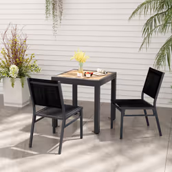 Outdoor Dining Chair Patio Armless Chair w/ Breathable Seat & Backrest
