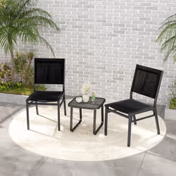 Outdoor Dining Chair Patio Armless Chair w/ Breathable Seat & Backrest