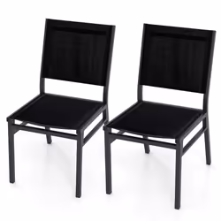 2 Pieces Outdoor Dining Chair Armless Chair Breathable Seat & Backrest