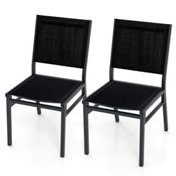 2 Pieces Outdoor Dining Chair Armless Chair Breathable Seat & Backrest