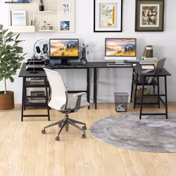 120cm L-Shaped Computer Desk Corner Study Writing Desk w/ Outlets