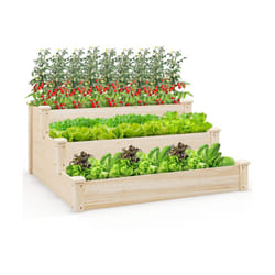 3-tier Raised Garden Bed Tiered Garden Box w/Open-ended Base