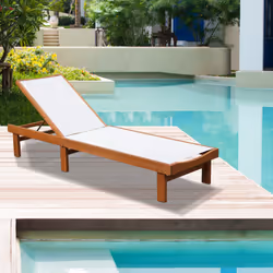 Outdoor Patio Fabric Chaise Lounge Chair Outdoor 5-Position Recliner