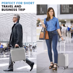 16" Under-seat Carry On Luggage PC Hard Shell Suitcase Spinner Wheels