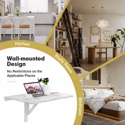 Wall Mounted Folding Table, 80 x 60 cm Drop-Leaf Floating Writing Desk