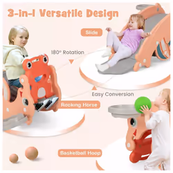 3-in-1 Kids Slide Rocking Horse Toy Toddlers Portable Sliding Climbing