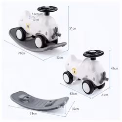 3-in-1 Rocking Horse Plane Sliding Car W/ Detachable Balance Board