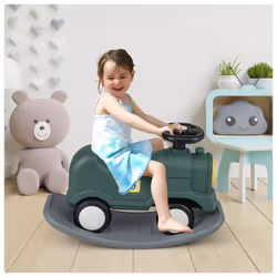 3-in-1 Toddler Rocking Horse Baby Train Style Balance Bike Ride On Toy