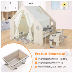 6-in-1 Kids Playhouse Wooden Indoor Play Tent Toddler
