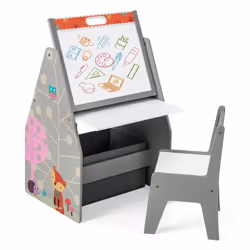 Double-Sided Kids Art Easel Play Station Table Chair Set