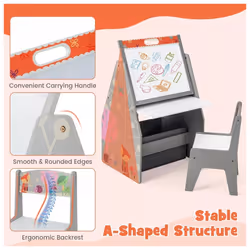 Double-Sided Kids Art Easel Play Station Table Chair Set