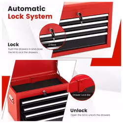6 Drawers Rolling Tool Chest High Capacity Tool Storage Cabinet