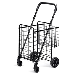 Folding Shopping Cart Portable Utility Cart Double Basket Utility Cart