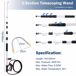 Telescoping Wand for Pressure Washers 4000PSI  Grade Extension Wand