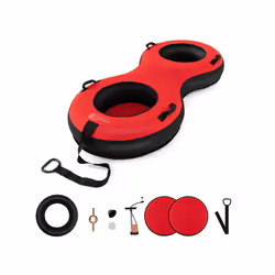 2-Person Inflatable Snow Tube Heavy-Duty Sledding Toboggan Resistant