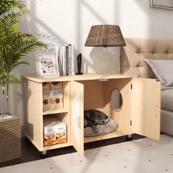 Cat Litter Box Enclosure Hidden Cat Washroom Furniture w/ Storage