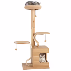 Wooden Cat Tree 129cm Tall Cat Tower Cat Climbing Gurniture