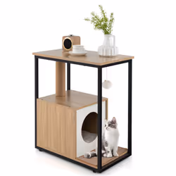 Cat House Side Table Kitten Cat Cabinet End Table with Cat Condo
