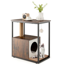 Cat House Side Table Kitten Cat Cabinet End Table with Cat Condo