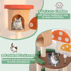 4-In-1 Mushroom Cat Tree Multi-Layer Cat Tower Cat Activity Center