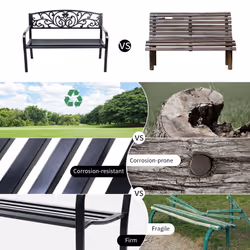 Outdoor Vines Pattern Love Seat Garden Bench Patio Park Bench