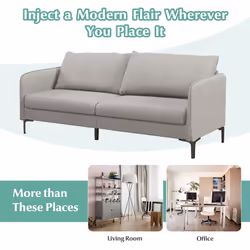 Loveseat Sofa Upholstered Couch with Armrest & Sturdy Metal Legs Grey