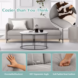 Loveseat Sofa Upholstered Couch with Armrest & Sturdy Metal Legs Grey