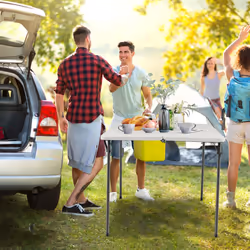 Folding Camping Table Portable Dining Picnic Table w/ Handle White