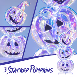 3.4 FT Light up Stacked Halloween Pumpkins Jack-O-Lantern Decorations