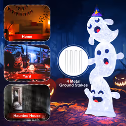 4 FT Lighted Stacked Ghosts Halloween Decoration for Indoor/Outdoor