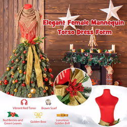 5 FT Artificial Mannequin Tree Pre-lit Xmas Tree w/ 248 Tips 100 LED Light