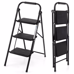 Folding Step Ladder 3-Step Ladder Portable Step Stool 265KG Capacity