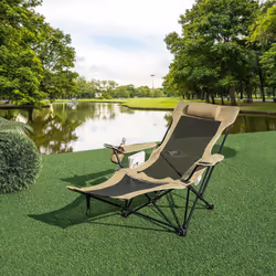 Portable Lounge Chair Folding Camping Chair for Fishing With Headrest