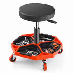 150 KG Capacity Pneumatic Rolling Mechanic Stool w/Tool Tray-Red