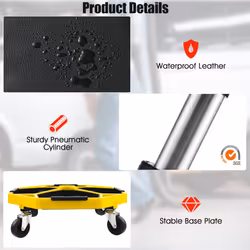 150 KG Capacity Pneumatic Rolling Mechanic Stool w/Tool Tray-Yellow