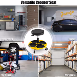 150 KG Capacity Pneumatic Rolling Mechanic Stool w/Tool Tray-Yellow