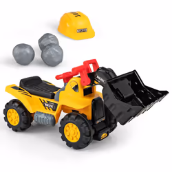 Kids Ride On Bulldozer Toy Children Pretend Play Truck w/ Helmet & 3 Toy Stones