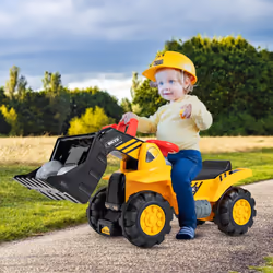 Kids Ride On Bulldozer Toy Children Pretend Play Truck w/ Helmet & 3 Toy Stones