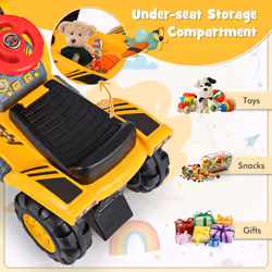 Kids Ride On Bulldozer Toy Children Pretend Play Truck w/ Helmet & 3 Toy Stones