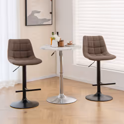 Adjustable Bar Stools Set of 2 360Swivel Upholstered Bar Chairs Coffee