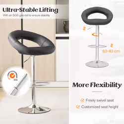 Swivel Bar Stool Set of 2 Height Adjustable PU Leather Counter Stools
