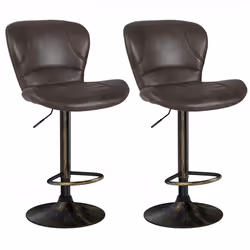 Set of 2 Bar Stools Swivel Bar Chair PU Leather Bar Height Chair w/Footrest