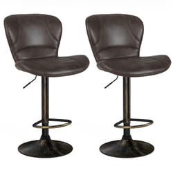 Set of 2 Bar Stools Swivel Bar Chair PU Leather Bar Height ChairÂ  w/Footrest